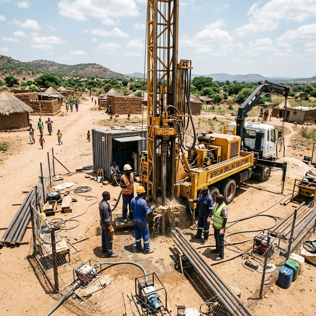 Ron Bensimon clean water well drilling construction process in remote African village